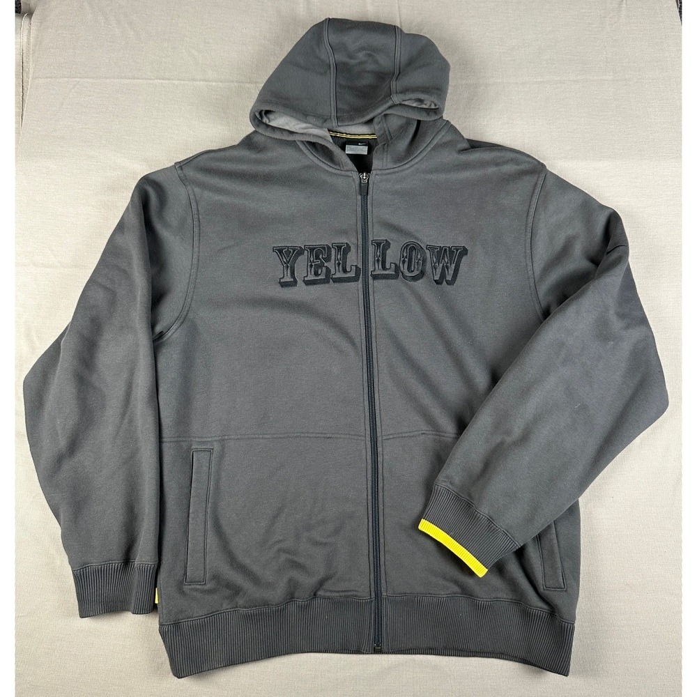 Vtg Nike AF-1 Hooded Zip Up Sweatshirt Grey Large With Yellow Sleeve Thick